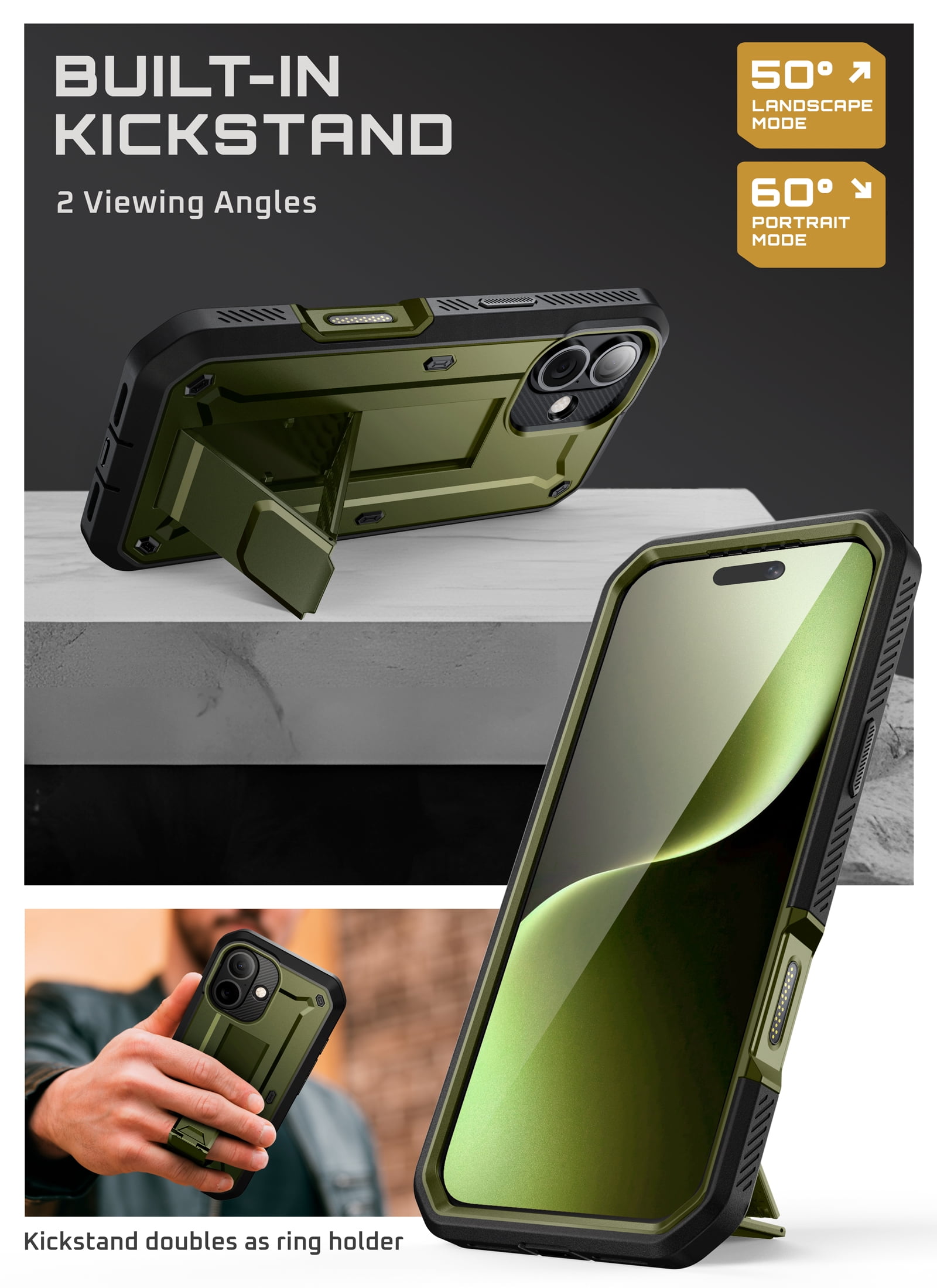 SUPCASE Unicorn Beetle Pro for Apple iPhone 17 6.3" 2025 Case, [Built-in Screen Protector &Stand &Camera Control Button &Holster] Military-Grade Protection 360 Shockproof Cover for iPhone 17, Guldan