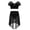 Black, variant on iiniim Girl's Child Lyrical Dance Mesh Crop Top with Asymmetrical Skirts Dancewear 4-14 Black 12