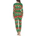 thumbnail image 4 of Renewold Christmas Pajamas for Family Snowflake Pjs Matching Sets Women Scoop Neck Sleepwear Outfits Size XL 2 Pieces Long Sleeve Nightwear,Green Red Stripe, 4 of 5