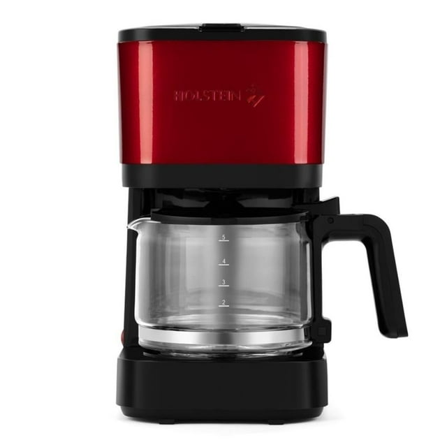 Cafetera Holstein Housewares 5 Tazas Rojo Metalizado