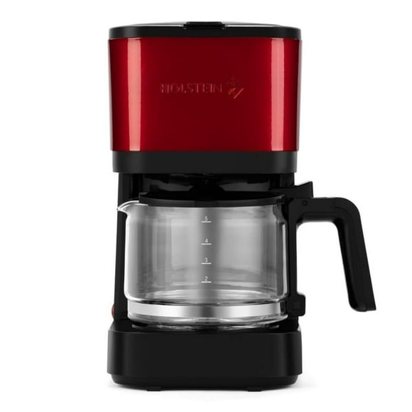 Cafetera Holstein Housewares 5 Tazas Rojo Metalizado