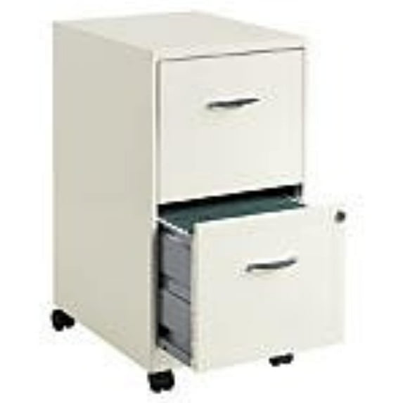 Realspace SOHO Vertical Mobile File Cabinet, 2 Drawers, 26 1/2"H x 14 1/4"W x 18"D, Pearl White Item # 941321