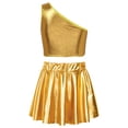 thumbnail image 2 of MSemis Girls Shiny Metallic Crop Top with Pleated Skirt,Size 3-14 Gold 9-10, 2 of 5
