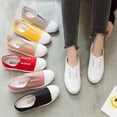 thumbnail image 2 of Zapatos de lona de caña baja, zapatos planos informales para estudiantes, zapatos de mujer con pedales, zapatos blancos pequeños, 2 of 6