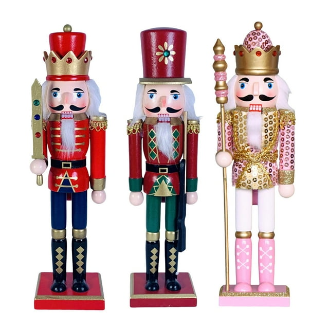 Estatua de marioneta de cascanueces de madera para niños, tradicional para estantes, vacaciones + Cascanueces EstiloF