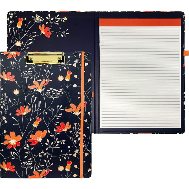 Hongri Clipboard Folio with Refillable Lined Notepad and Interior Storage Pocket for Students, Classroom, Office, Women, Man, Cute Custom Pattern