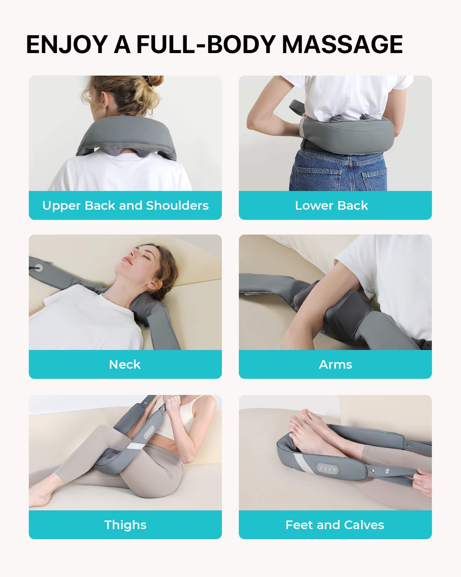 ALLJOY Shiatsu Neck Back Shoulder Massager with Heat, Rechargeable Shiatsu 3d Cordless Neck Heat Massager, Home, Car, and Office Use