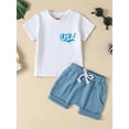 thumbnail image 3 of GXFC Toddler Baby Boys 4th of July Casual Outfits Kids Boys White Short Sleeve T Shirts Tops+Shorts Set Independence Day Summer Clothes 2Pcs 6M-4Y, 3 of 9