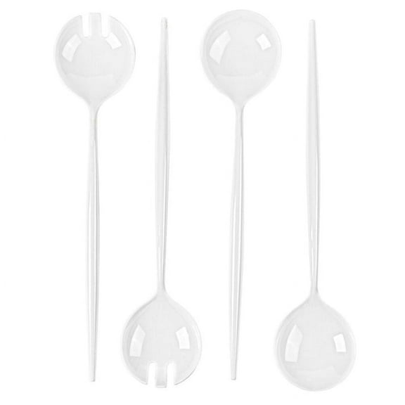 24 Piece Set of Disposable Plastic White Novelty Serving Spoon & Spork for Dinner Parties, Wedding, Thanksgiving