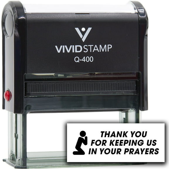Precision and Convenience: Vivid Stamp Thank you for keeping us in your prayers Self-Inking Rubber Stamps (Black Ink) - Q-400