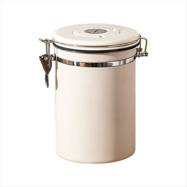 Recipiente de Café Hermético en Grano con Rastreador de Fecha, Caja de Almacenamiento de Cocina de Acero Inoxidable, 1,8 L,
