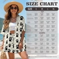 thumbnail image 7 of Xoenoiee Dog Paw Plaid Print Women's Hawaiian Beach Outfit 2 Piece Short Sleeve Swim Cover Up Shorts Set Summer Open Front Kimono Cardigan Vacation Beachwear, Size S, 7 of 7