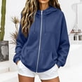 thumbnail image 2 of Zip Up Hoodie Women Long Sleeve Fall Winter Oversized Sweatshirts Zipper Oversized Cute Jackets with Pockets, 2 of 5