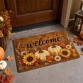 thumbnail image 4 of syligr Pumpkin Maple Leave Fall Rugs for Outdoor Front Door, Halloween Doormat for Indoor Entryway Kitchen, Autumn Harvest Welcome Floor Mat for Home, Thanksgiving Non-Slip Mat, 16x24 Inch, 4 of 6