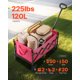 thumbnail image 2 of Carritos plegables VEVOR de 120 L y 225 lb con ruedas todoterreno, resistentes y con asa ajustable, ideales para acampar en la playa, la compra o el jardín, en rosa y negro., 2 of 9