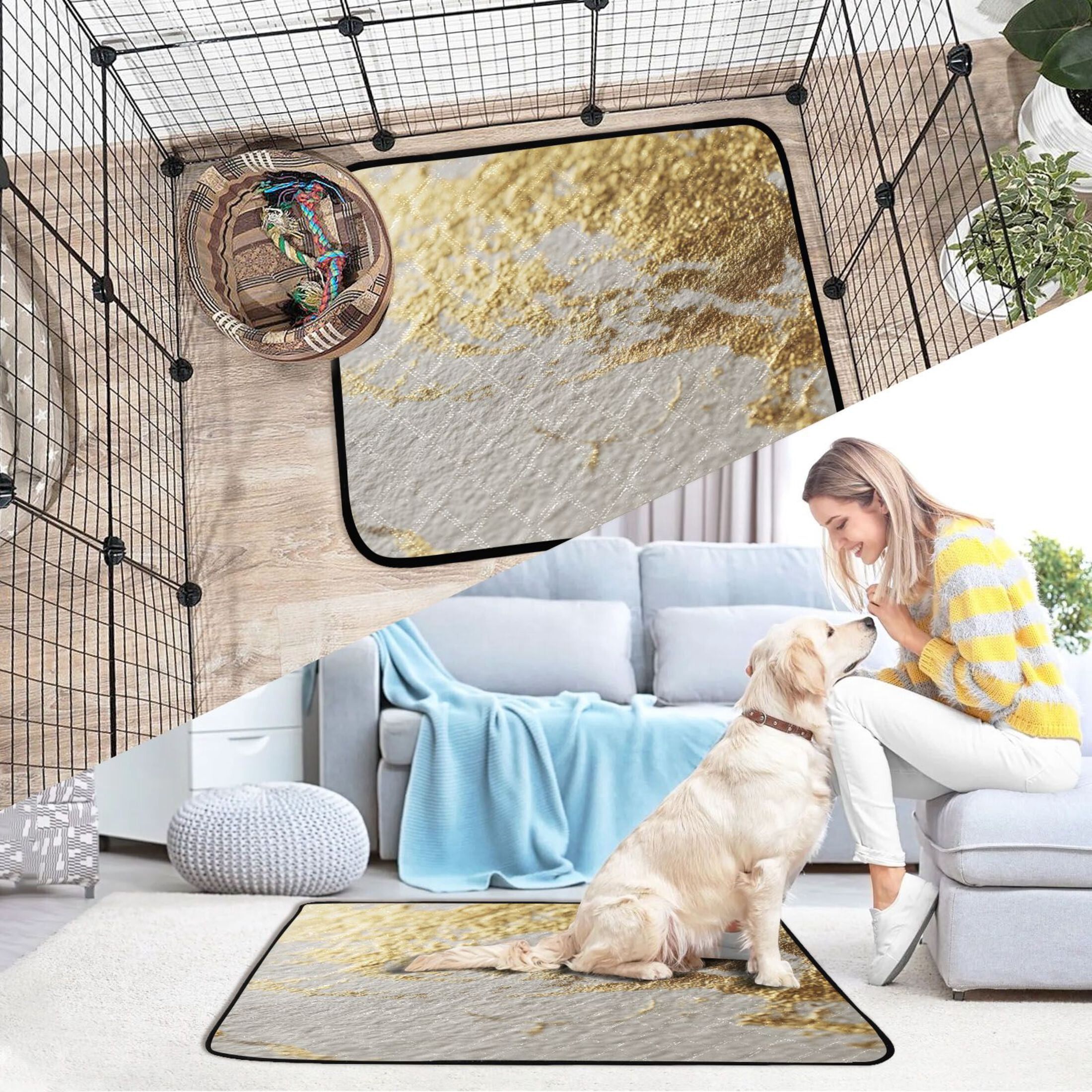 IAUYY Washable Pee Pads for Dogs Smallx3 Absorbent and Leak-Proof Non-Slip Reusable Puppy Pee Pads for Dogs Applicable to Playpen Potty Crate Elegant Appearance