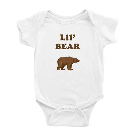 

Cute Baby Bodysuit Lil Bear Animal Funny Boy & Gril Baby Jumpsuit Infant Clothes (White 0-3 Months