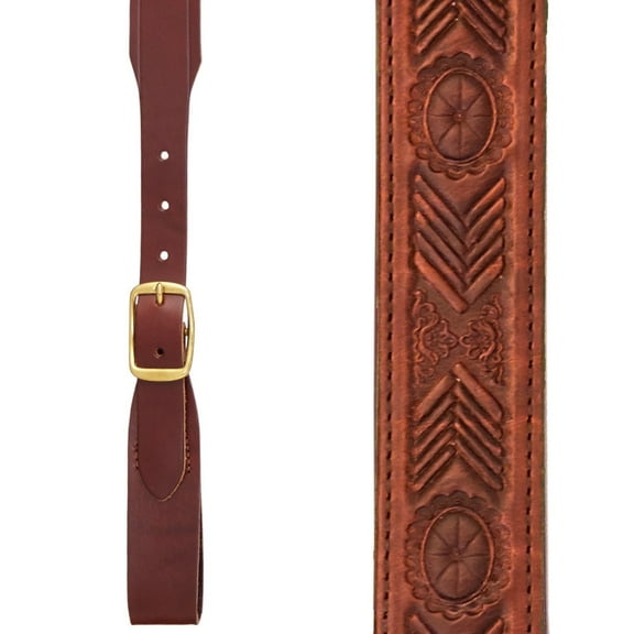 SuspenderStore Southwestern Pattern 1.5-Inch Wide Western Leather Suspenders - Belt Loop