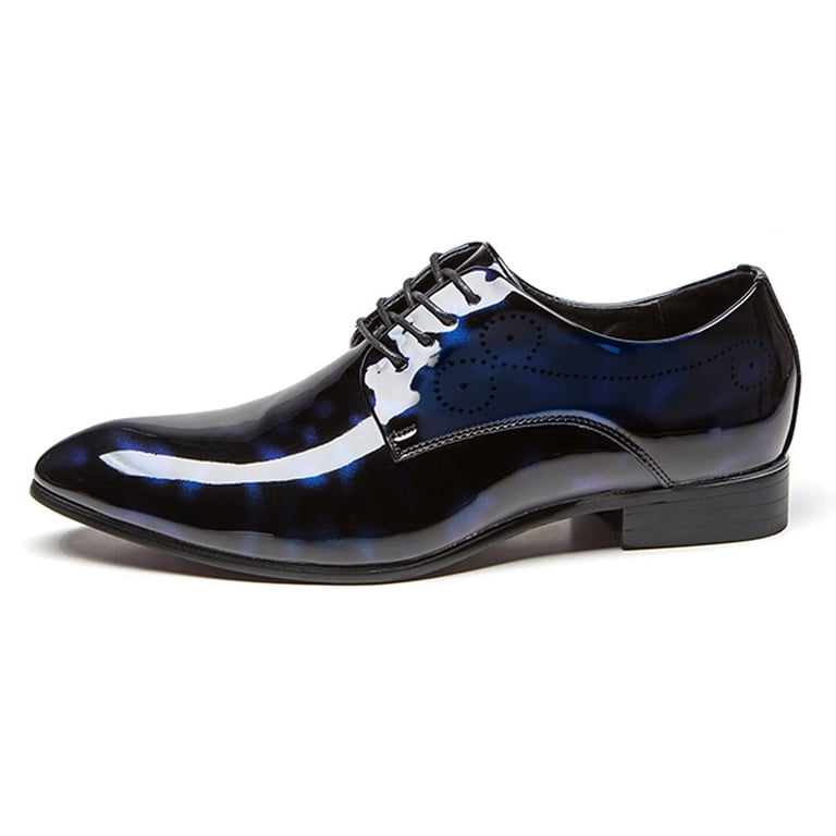 Santimon Men Oxford Dress Shoes Brogue Floral Patent Leather Casual Formal  Business Derby Shoes Blue 6 US - Walmart.com