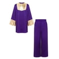 thumbnail image 3 of Miutii Kids Boys 2 Piece Worship Praise Dance Outfit Long Sleeve Metallic Pullover Top with Liturgical Pants Set Purple 14, 3 of 7