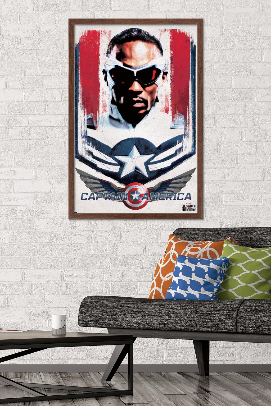Marvel Falcon and Winter Soldier - Falcon Illustration Wall Poster, 22.375" x 34", Framed