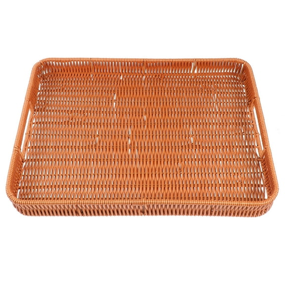 HAKIDZEL Kitchen Storage Basket Plastic Hand Woven Style Rectangular 1Set 13.4X9.4X1.4In