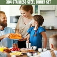 thumbnail image 6 of Stainless Steel Dinner Set, Reusable Metal Camping Dinnerware, 30 Pieces, 6 of 7