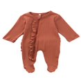 thumbnail image 1 of Newborn Baby Girl Pajamas Footed Pjs Sleeper Ruffle Romper Jumpsuit Fall Knitted Outfits Clothes Beige 0-3 Months, 1 of 8