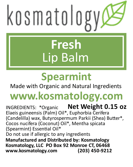 Kosmatology® Organic Spearmint Lip Balm - Fresh 4 Pack | Beeswax Free | Vegan | 100% Natural Moisturizer for Cracked & Dry Lips