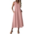 thumbnail image 2 of Horkkom Maxi Dresses for Women Sleeveless Linen Summer Dresses Beach Casual Long Dresses with Pockets, S-2XL, 2 of 9