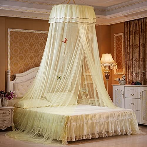 Suitable for Bed Width 1.2m-1.8m Hung Dome Mosquito Tent Student Mosquito Net Princess Round Mosquito Net Full Bed Frame Bed Decor (Color : A, Size : Bed Width 1.2m-1.8m)