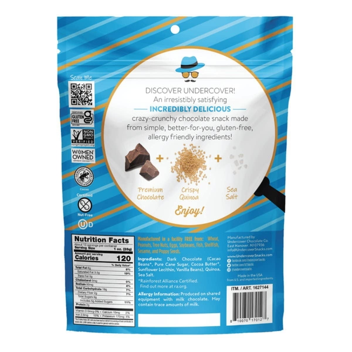 Undercover Chocolate Dark Chocolate Quinoa Crisps 15.3 Ounce