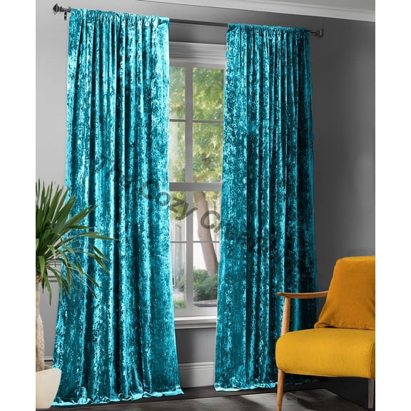 The Cozy Creation Teal Crushed Velvet Curtains for Living Room Bedroom, Velvet Fabric Sample, Teal, 12" W x 12" L