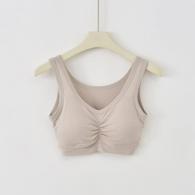 YUTK Women's Sports Bras Plus Size - Women's Solid Color Seamless Underwear without Steel Rims Detachable Chest Sagging Wave Pattern Bra White Xl