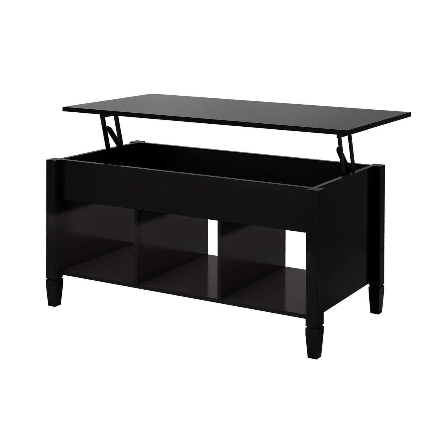 Kadyn Modern Lift Top Coffee Table with 3 Storage Rooms, Wooden Center Coffee Table Living Room Table for Home, Black