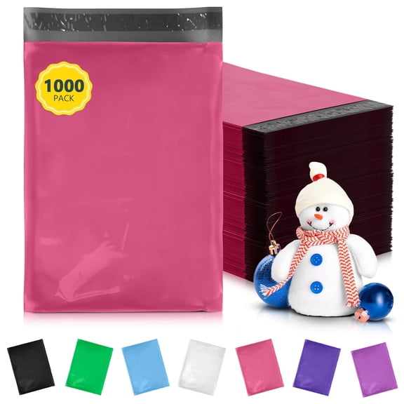 Hot Pink Poly Mailers, 2 Mil Polyethylene Shipping Envelopes, 1000 Count, 9 x 12 in