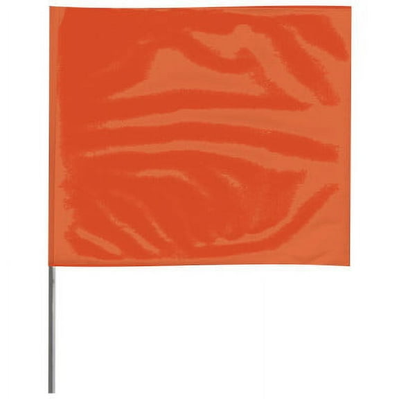 Stake Flags, 4 in x 5 in, 21 in Height, PVC; Steel Wire, Orange