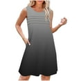 thumbnail image 2 of Summer Plus Size Dresses for Womens 2025 Fashion Gradient Print Loose Sleeveless Round Neck Front Pleated Dress, 2 of 8