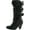 Black/Blk PU, variant on Link Elvina22K Pauline-39 Childrens Girl Low Heel Quilted Knee High Riding Boots