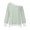 thumbnail image 6 of Tumotour Off The Shoulder Sweatshirts for Women's Plus Size Striped Sport Long Sleeve Pullover Tops Fall Tunic Blouses, 6 of 8