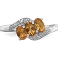 thumbnail image 5 of Sterling Silver Rhodium 3 Stone Citrine & Diamond Ring (Size 6) Made In India qdx731-6, 5 of 5
