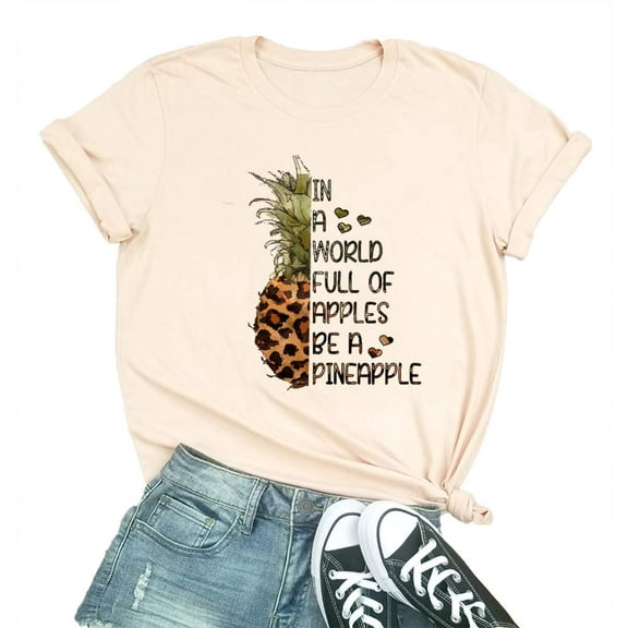 Chulianyouhuo Pineapple Shirts for Women Fruit Graphic Funny Short Sleeve Tee Tops