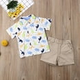 thumbnail image 3 of Douhoow Toddler Baby Boy Clothes Short Sleeve Dinosaur Print Shirt Short Pants 2Pcs Summer Outfits, 3 of 7
