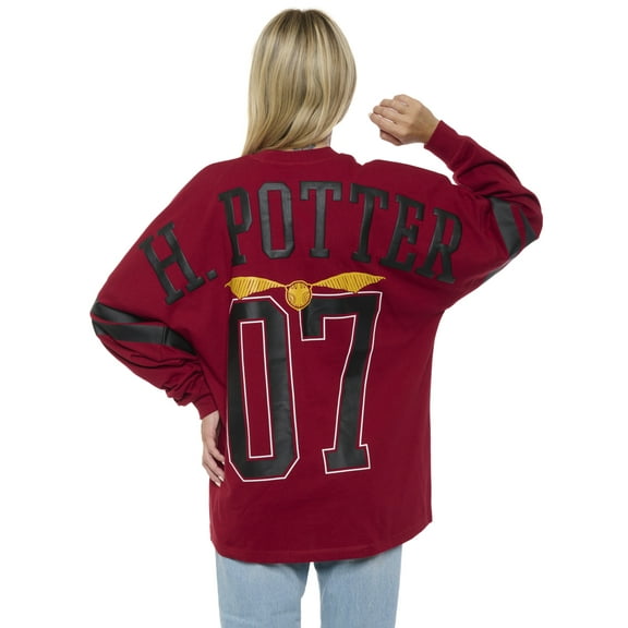 Women's Harry Potter Jersey Oversized Long Sleeve Hockey Style Red Maroon