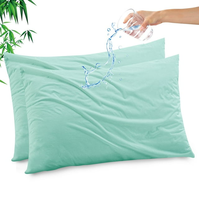 SUTENGDA GOGREEN Bamboo Waterproof Pillow Protector Breathable Pillow Cover Cooling Pillow Case Protector with Zipper Super Soft Pillow Case Cover with Zipper (4 Packs Standard 20”x26