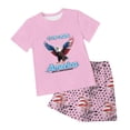 thumbnail image 4 of Staki 4th of July Outfit Kids 4th of July Baby Girl Outfit Toddler Short Sleeve USA Shirt and Short Fourth of July Clothes 2-9Y 10-12Y(Light Pink,4-5 Years), 4 of 7