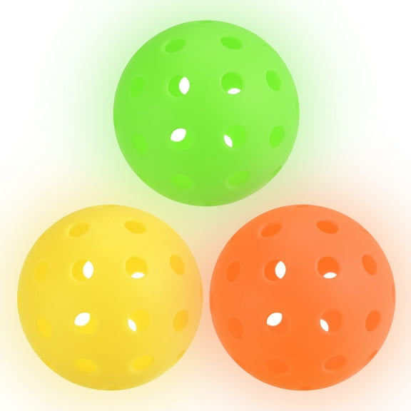 Luminous Pickleball Balls Glow in the Dark Pickleball Balls with Mesh Bag Yellow,Orange,Neon Green, 3 Pack