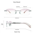 thumbnail image 3 of VisionGlobal Pure Titanium Frame for men/women Blue Light Blocking,Hand-set Diamond Fashion Glasses (Pink Pink, +1.50 Magnification), 3 of 5