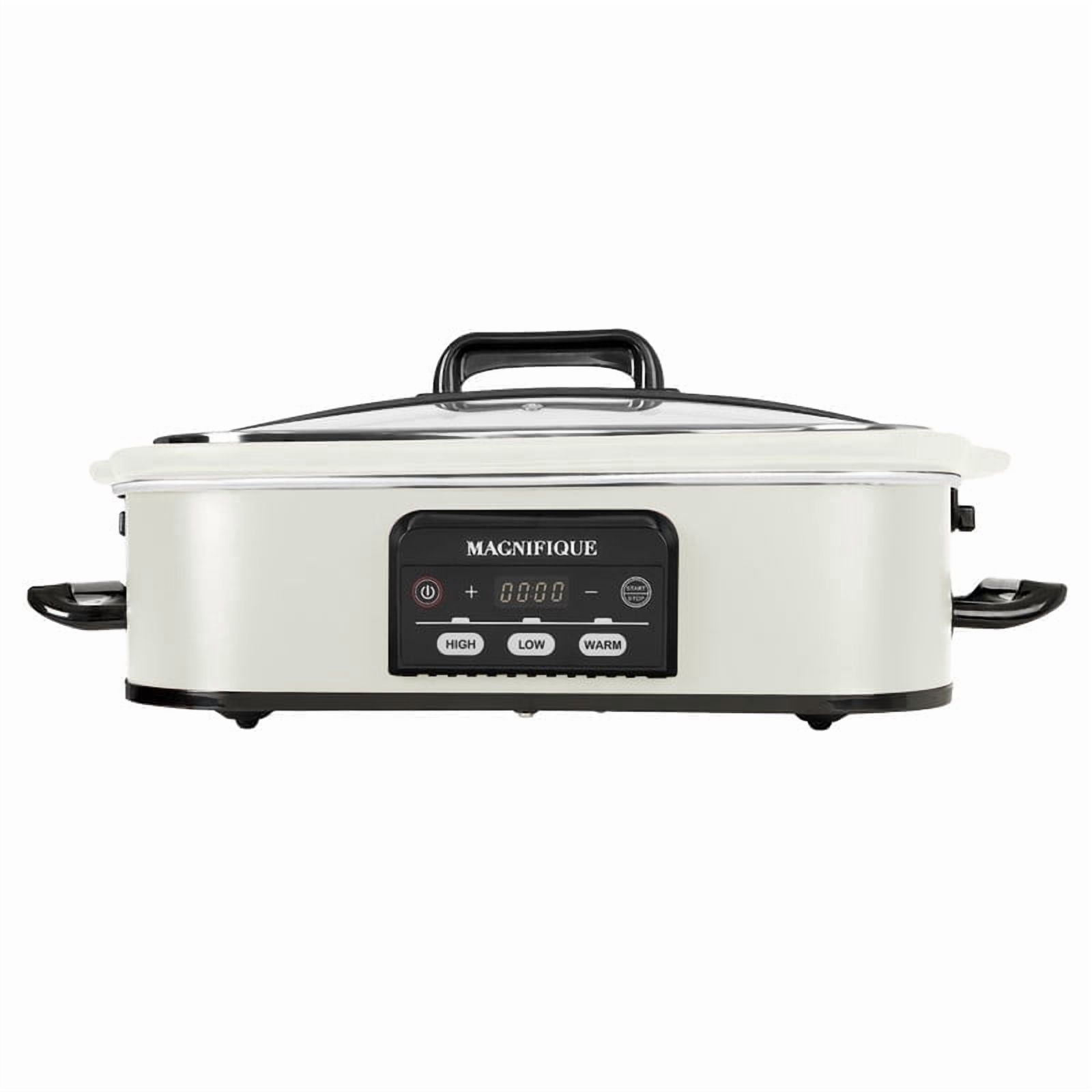Magnifique 4 Quart Casserole Digital Slow Cooker, Premium Ceramic Bakeware for Oven,White