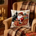 thumbnail image 2 of Cinvoph 18"x18" Embroidered Christmas Throw Pillow Covers Linen Festive Xmas New Year Decorative Pillow Cases for Couch Sofa Bed Chair Living Room Party, Winter Home Decoration, 2 of 6